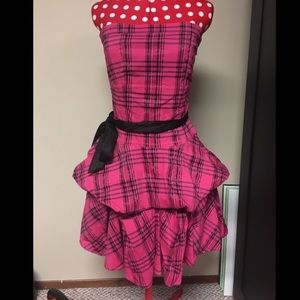 Pink plaid ruffle dress